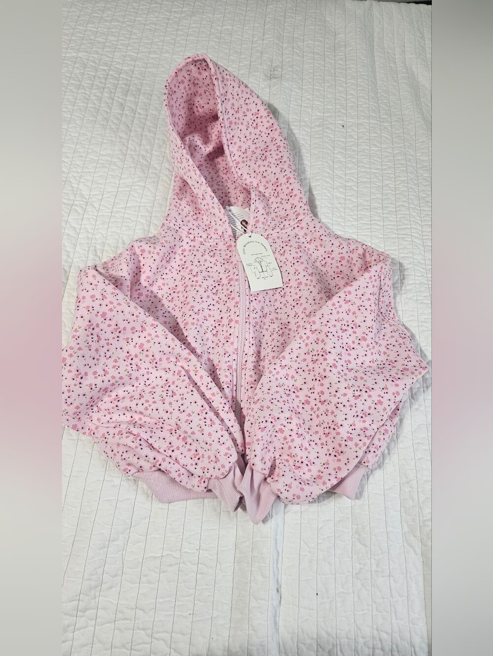 Blogilates Girls' Mommy & Me Marshmallow Hoodie - Pink Floral Print L